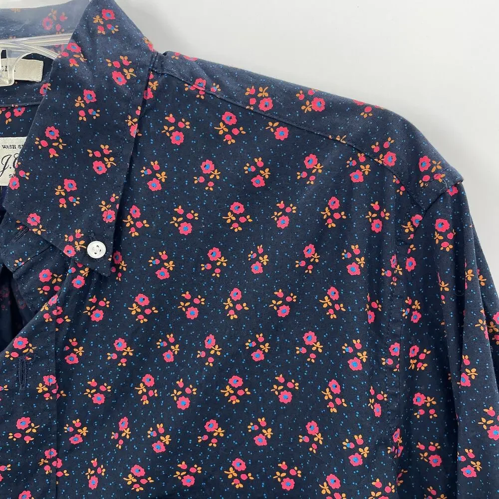 J. CREW Vintage Floral Long Sleeve Button Down Shirt Size M Slim Stretch Secret